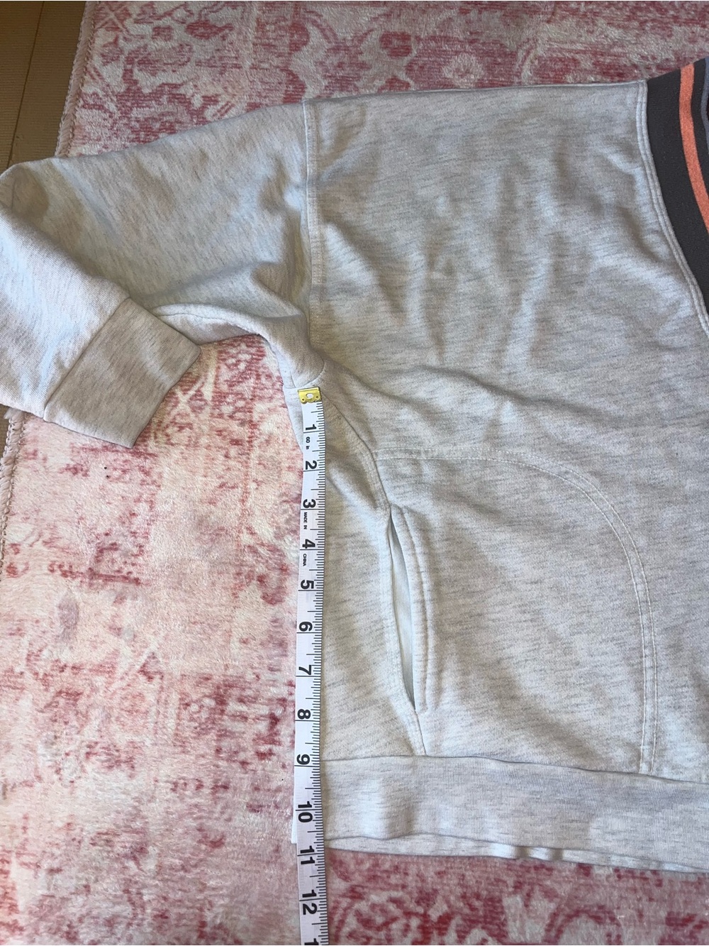 FP Movement by Free People Gray V-Neck Cropped Pullover with Gray and Coral Trim - Picture 7 of 13
